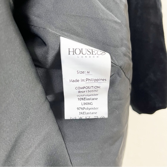 House of CB Dress Farrah Black Velvet Plunge Mini Dress Size Medium - Picture 6 of 7